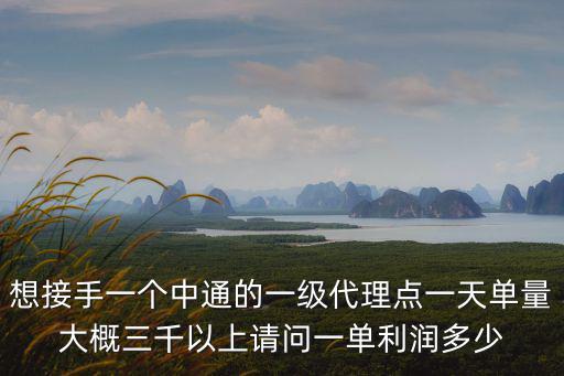 想接手一個中通的一級代理點一天單量大概三千以上請問一單利潤多少
