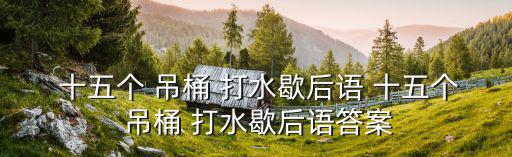  十五個 吊桶 打水歇后語 十五個 吊桶 打水歇后語答案