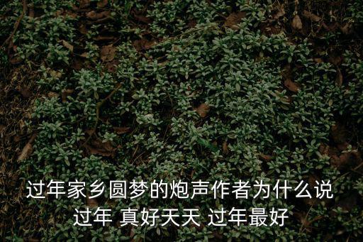  過年家鄉圓夢的炮聲作者為什么說 過年 真好天天 過年最好