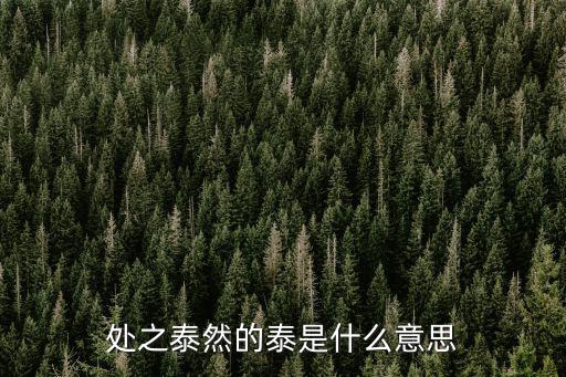 處之泰然的泰是什么意思