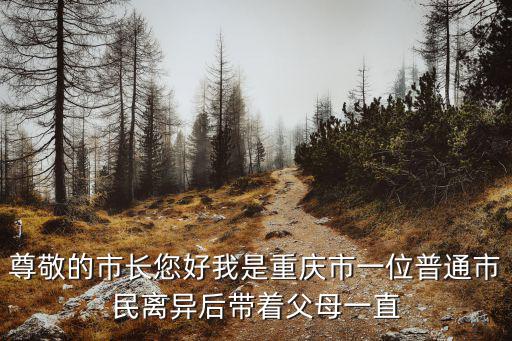 尊敬的市長您好我是重慶市一位普通市民離異后帶著父母一直