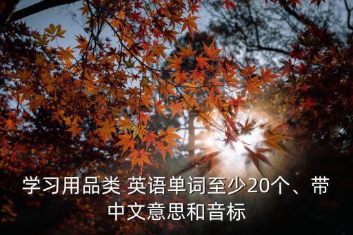 學(xué)習(xí)用品類 英語(yǔ)單詞至少20個(gè)、帶中文意思和音標(biāo)