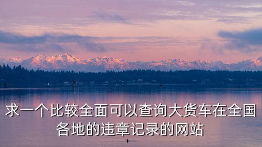 重慶市大貨車違章查詢網，求一個比較全面可以查詢大貨車在全國各地的違章記錄的網站