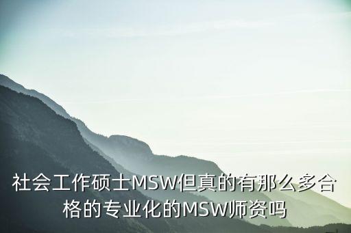社會工作碩士MSW但真的有那么多合格的專業化的MSW師資嗎