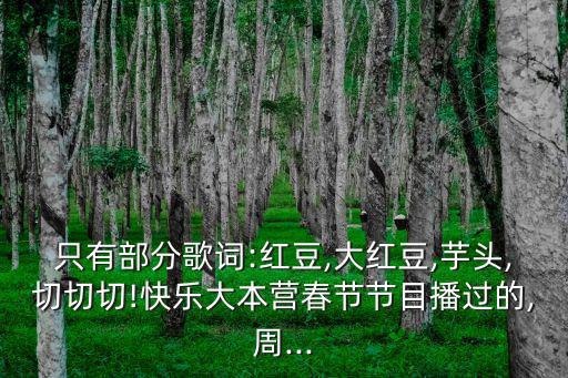 只有部分歌詞:紅豆,大紅豆,芋頭,切切切!快樂(lè)大本營(yíng)春節(jié)節(jié)目播過(guò)的,周...