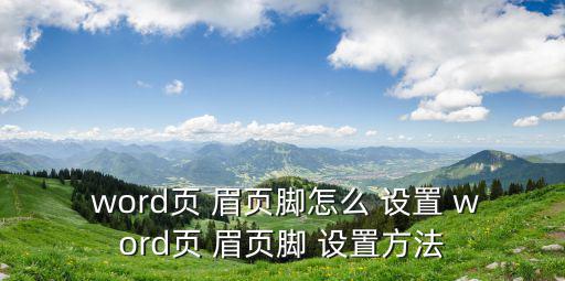  word頁 眉頁腳怎么 設置 word頁 眉頁腳 設置方法