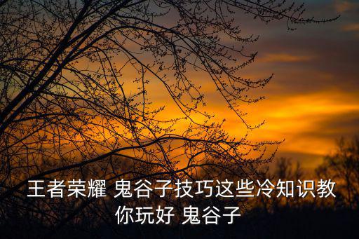  王者榮耀 鬼谷子技巧這些冷知識教你玩好 鬼谷子