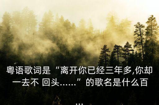 粵語歌詞是“離開你已經三年多,你卻 一去不 回頭……”的歌名是什么百...
