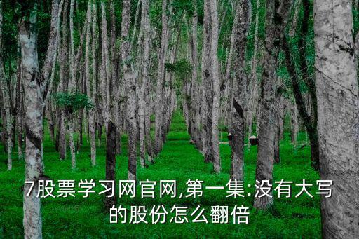 767股票學習網官網,第一集:沒有大寫的股份怎么翻倍