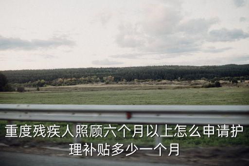 重度殘疾人照顧六個(gè)月以上怎么申請(qǐng)護(hù)理補(bǔ)貼多少一個(gè)月