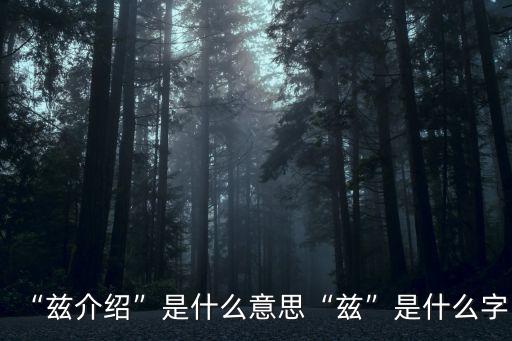 “茲介紹”是什么意思“茲”是什么字