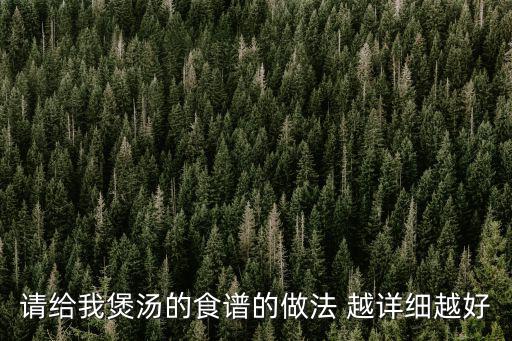 請給我煲湯的食譜的做法 越詳細越好