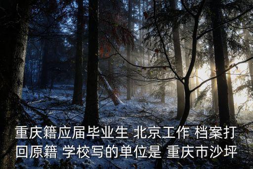 重慶籍應屆畢業生 北京工作 檔案打回原籍 學校寫的單位是 重慶市沙坪
