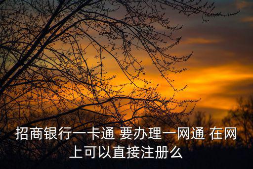 招商銀行一卡通 要辦理一網通 在網上可以直接注冊么