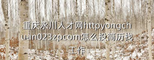重慶永川人才網httpyongchuan023zpcom怎么投簡歷找工作