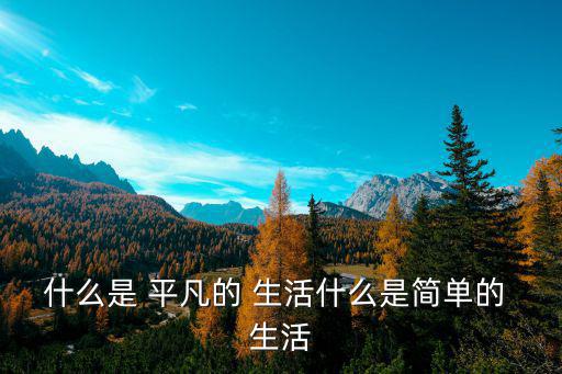 平凡的生活,活在當下
