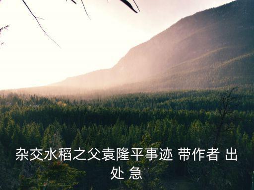 雜交水稻之父袁隆平事跡 帶作者 出處 急
