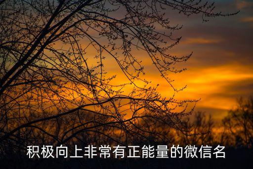 積極向上非常有正能量的微信名