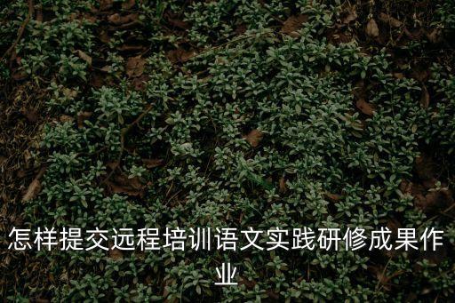 怎樣提交遠程培訓語文實踐研修成果作業
