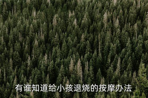 有誰知道給小孩退燒的按摩辦法