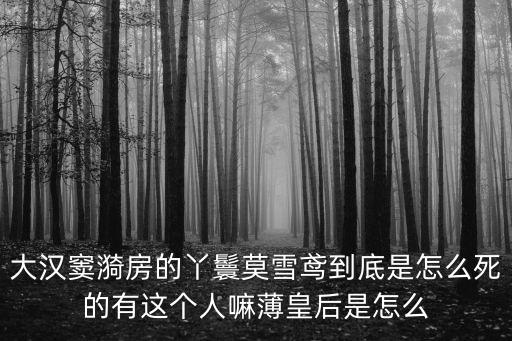 大漢竇漪房的丫鬟莫雪鳶到底是怎么死的有這個人嘛薄皇后是怎么
