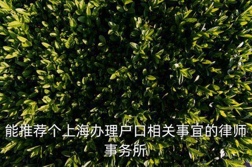 能推薦個上海辦理戶口相關事宜的律師事務所