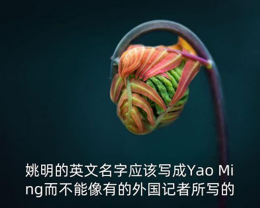姚明的英文名字應該寫成Yao Ming而不能像有的外國記者所寫的
