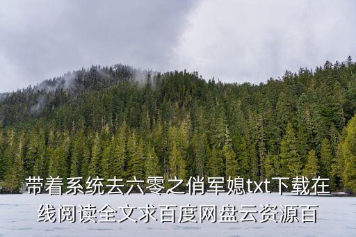 帶著系統去六零之俏軍媳txt下載在線閱讀全文求百度網盤云資源百