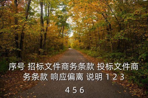序號 招標文件商務條款 投標文件商務條款 響應偏離 說明 1 2 3 4 5 6