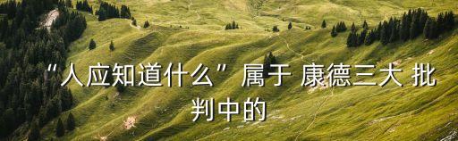康德的三大批判,康德哲學著作:三巨頭批判是什么