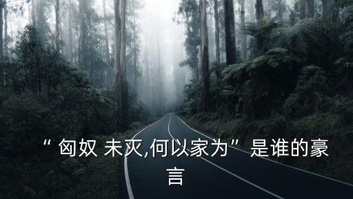 “ 匈奴 未滅,何以家為”是誰(shuí)的豪言