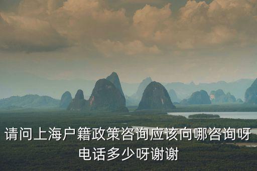 請問上海戶籍政策咨詢應該向哪咨詢呀電話多少呀謝謝