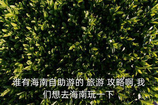 誰有海南自助游的 旅游 攻略啊,我們想去海南玩一下