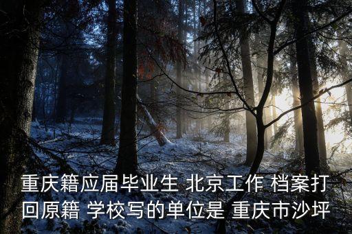 重慶籍應(yīng)屆畢業(yè)生 北京工作 檔案打回原籍 學(xué)校寫的單位是 重慶市沙坪