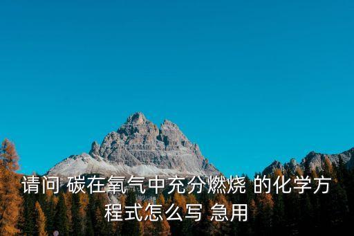 碳在氧氣中充分燃燒的化學(xué)方程式，請問 碳在氧氣中充分燃燒 的化學(xué)方程式怎么寫 急用
