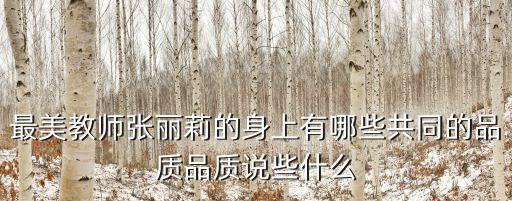 最美教師張麗莉的身上有哪些共同的品質(zhì)品質(zhì)說些什么