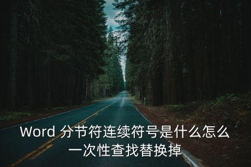 Word 分節(jié)符連續(xù)符號是什么怎么一次性查找替換掉
