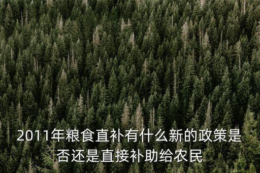 2011年糧食直補有什么新的政策是否還是直接補助給農民