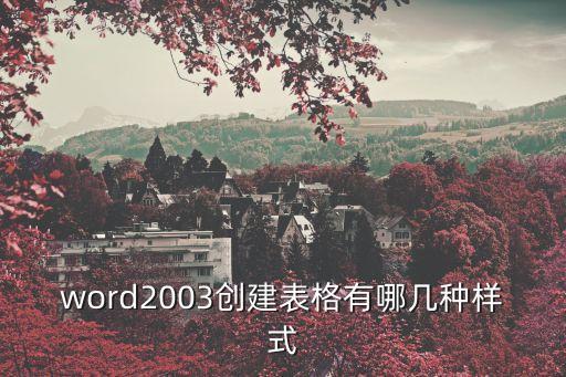 word2003創建表格有哪幾種樣式