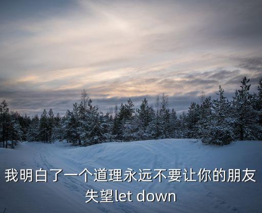 我明白了一個道理永遠不要讓你的朋友失望let down