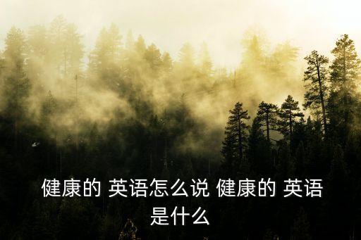  健康的 英語怎么說 健康的 英語是什么