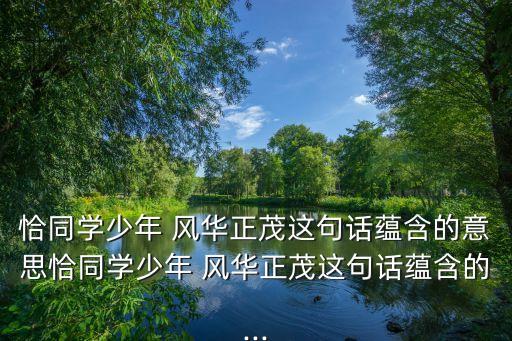 恰同學少年 風華正茂這句話蘊含的意思恰同學少年 風華正茂這句話蘊含的...