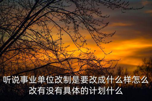 聽說事業單位改制是要改成什么樣怎么改有沒有具體的計劃什么