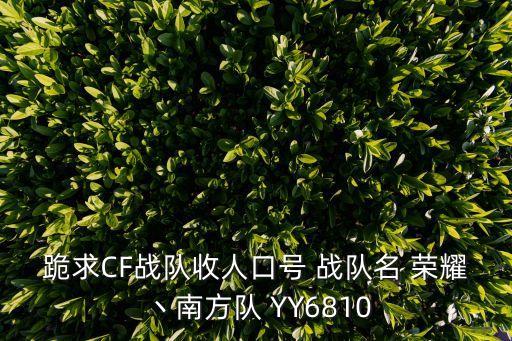 跪求CF戰隊收人口號 戰隊名 榮耀丶南方隊 YY6810