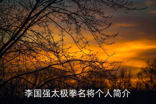 李國強太極拳名將個人簡介