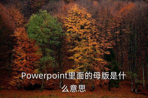 Powerpoint里面的母版是什么意思