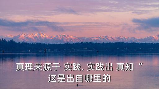 真理來源于 實踐, 實踐出 真知“這是出自哪里的