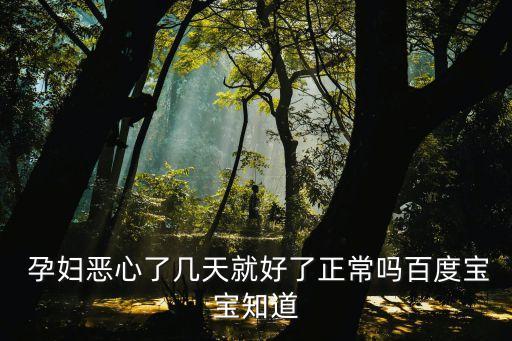  孕婦惡心了幾天就好了正常嗎百度寶寶知道