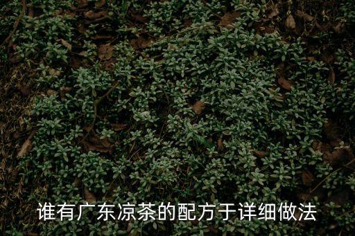 誰有廣東涼茶的配方于詳細做法