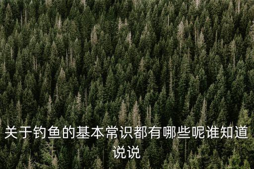 關于釣魚的基本常識都有哪些呢誰知道說說
